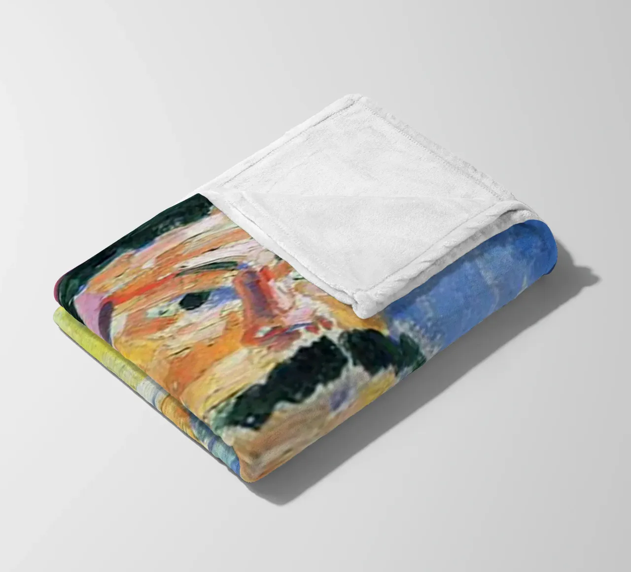 dipinto di un vecchio con i baffi coperta in pile da briyan shop