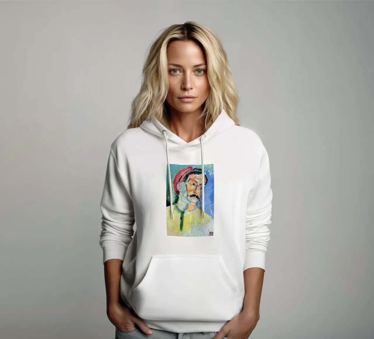 dipinto di un vecchio con i baffi felpa con cappuccio da briyan shop