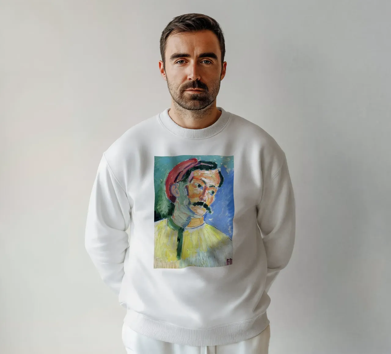 dipinto di un vecchio con i baffi felpa da briyan shop