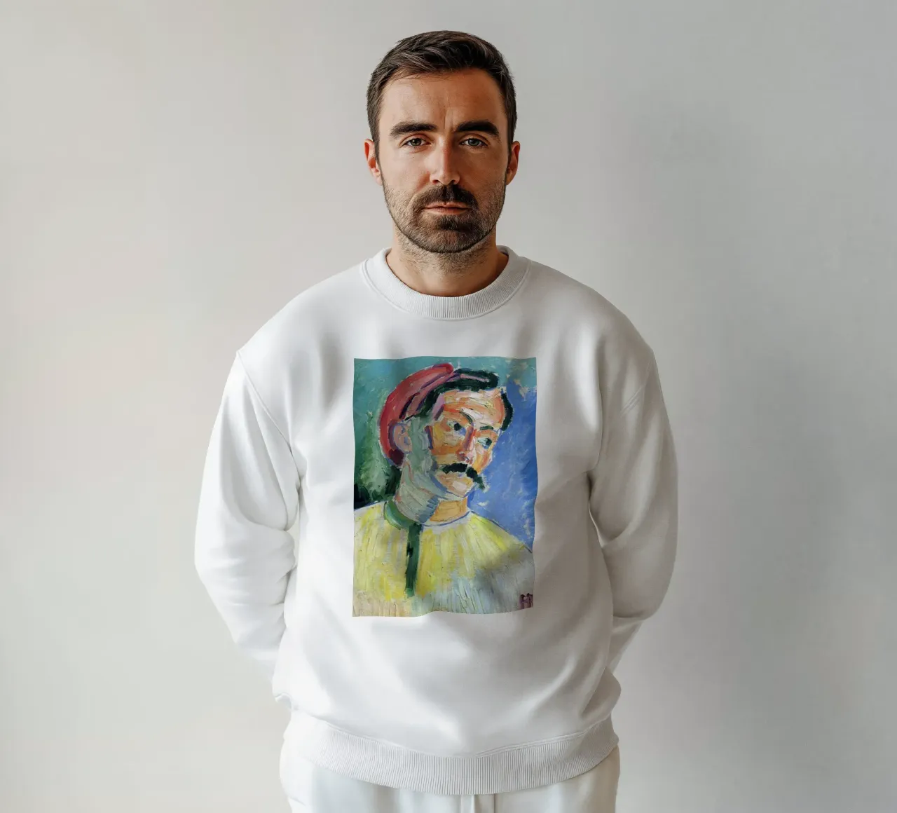 dipinto di un vecchio con i baffi felpa da briyan shop
