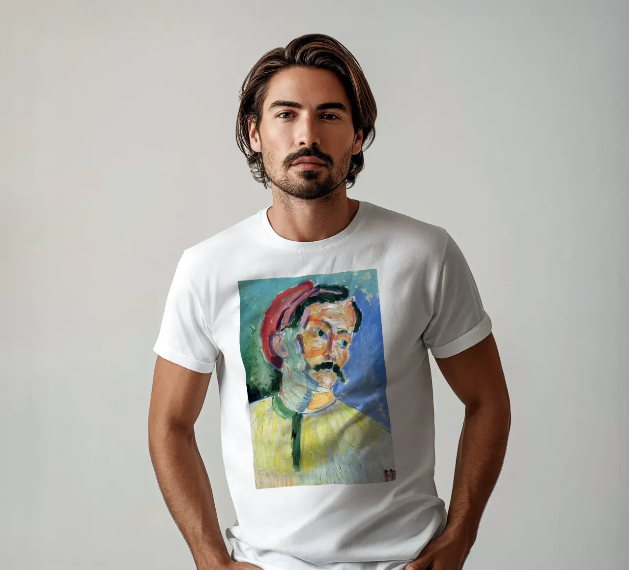dipinto di un vecchio con i baffi t-shirt da briyan shop