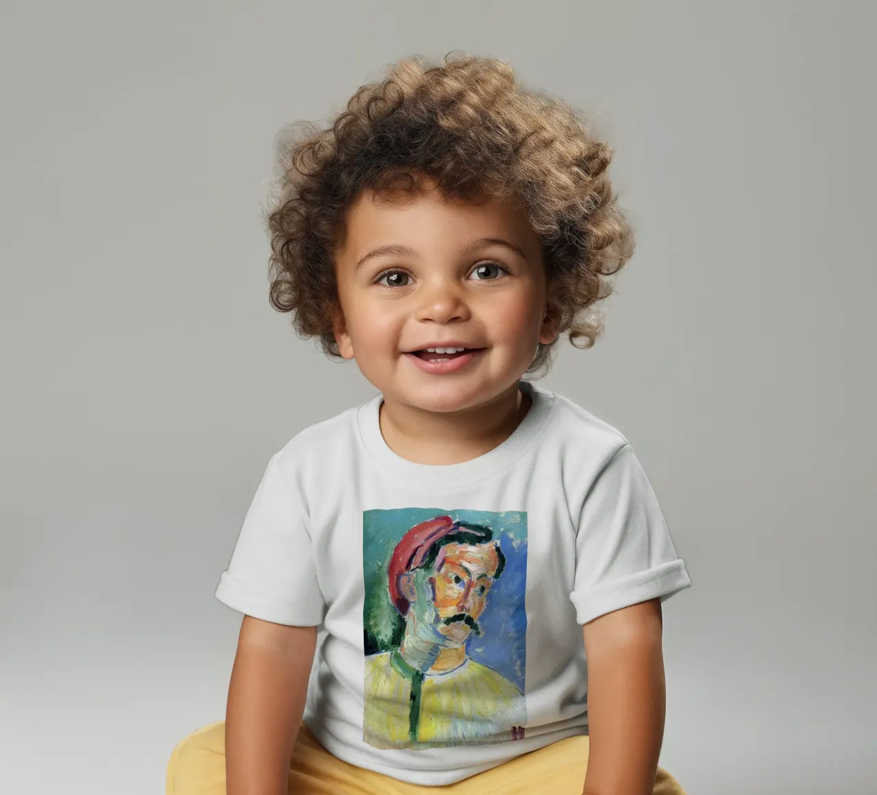 dipinto di un vecchio con i baffi maglietta neonato da briyan shop