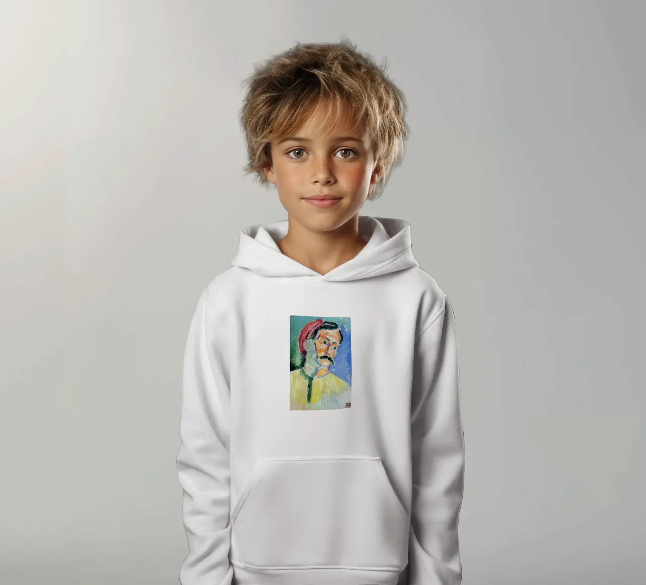 dipinto di un vecchio con i baffi felpa bambino con cappuccio da briyan shop
