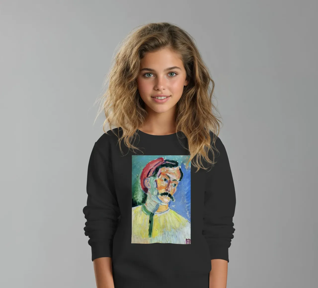 dipinto di un vecchio con i baffi felpa bambino da briyan shop