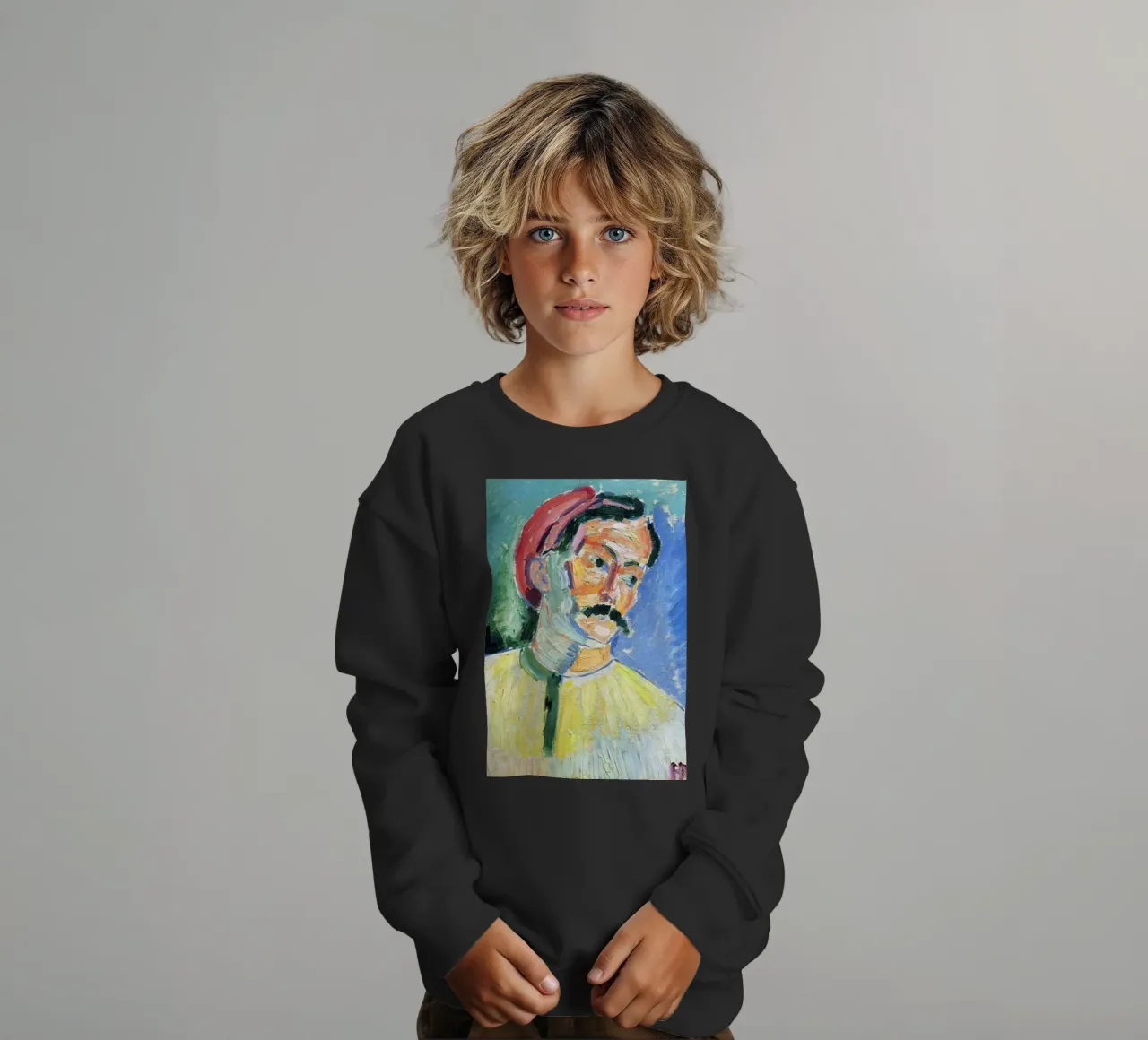 dipinto di un vecchio con i baffi felpa bambino da briyan shop