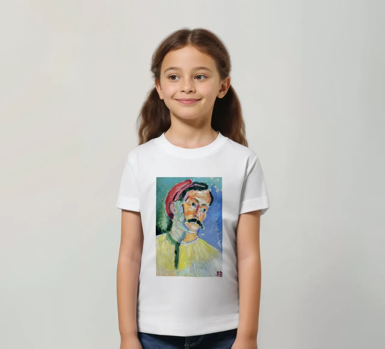 dipinto di un vecchio con i baffi t-shirt bambini da briyan shop