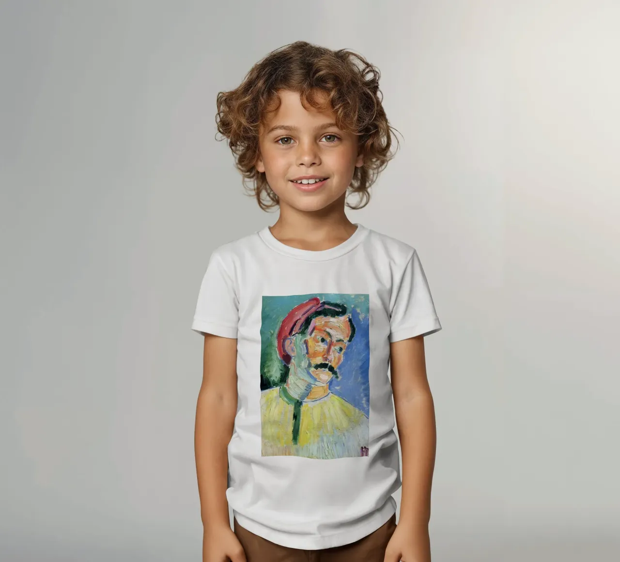 dipinto di un vecchio con i baffi t-shirt bambini da briyan shop