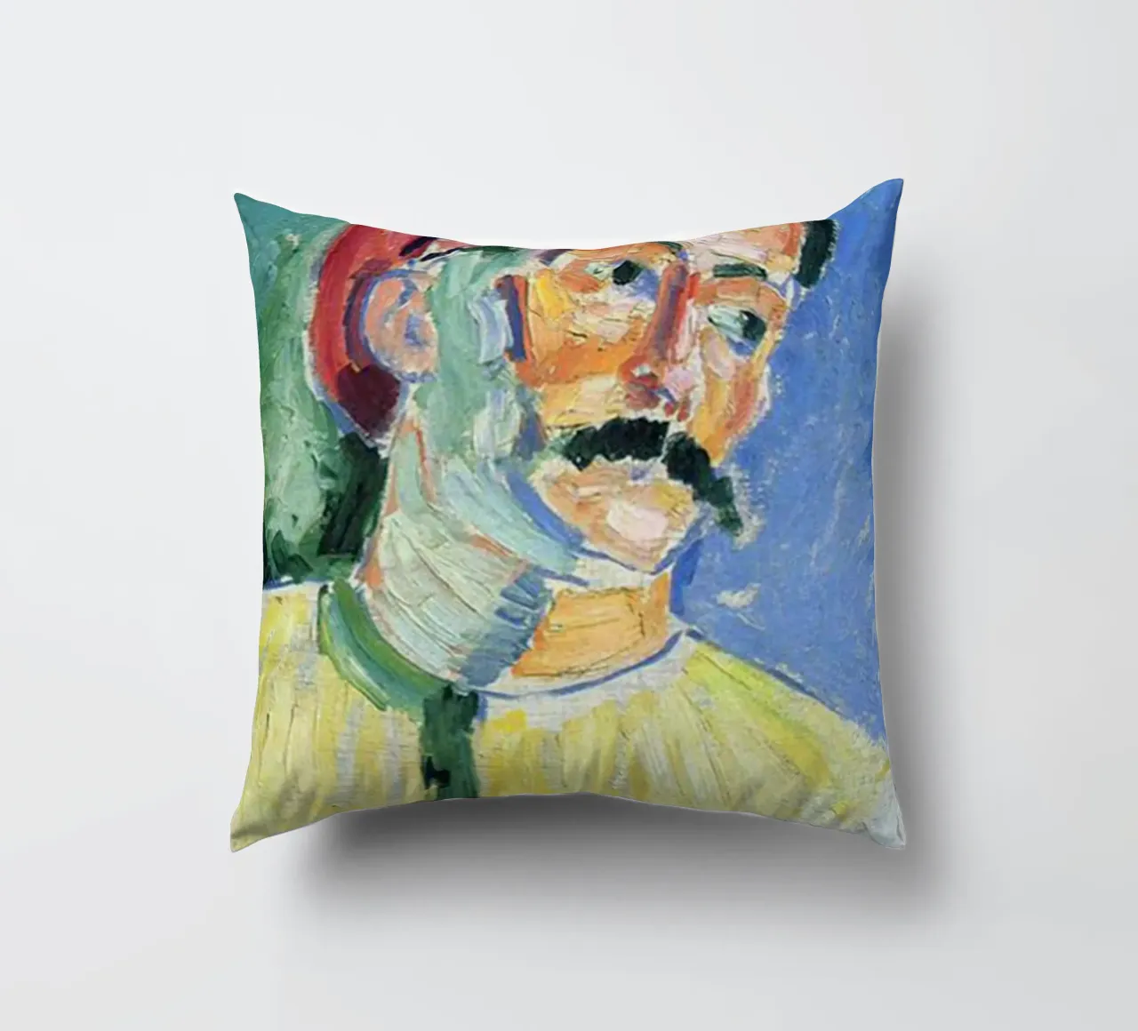 dipinto di un vecchio con i baffi cuscino da briyan shop