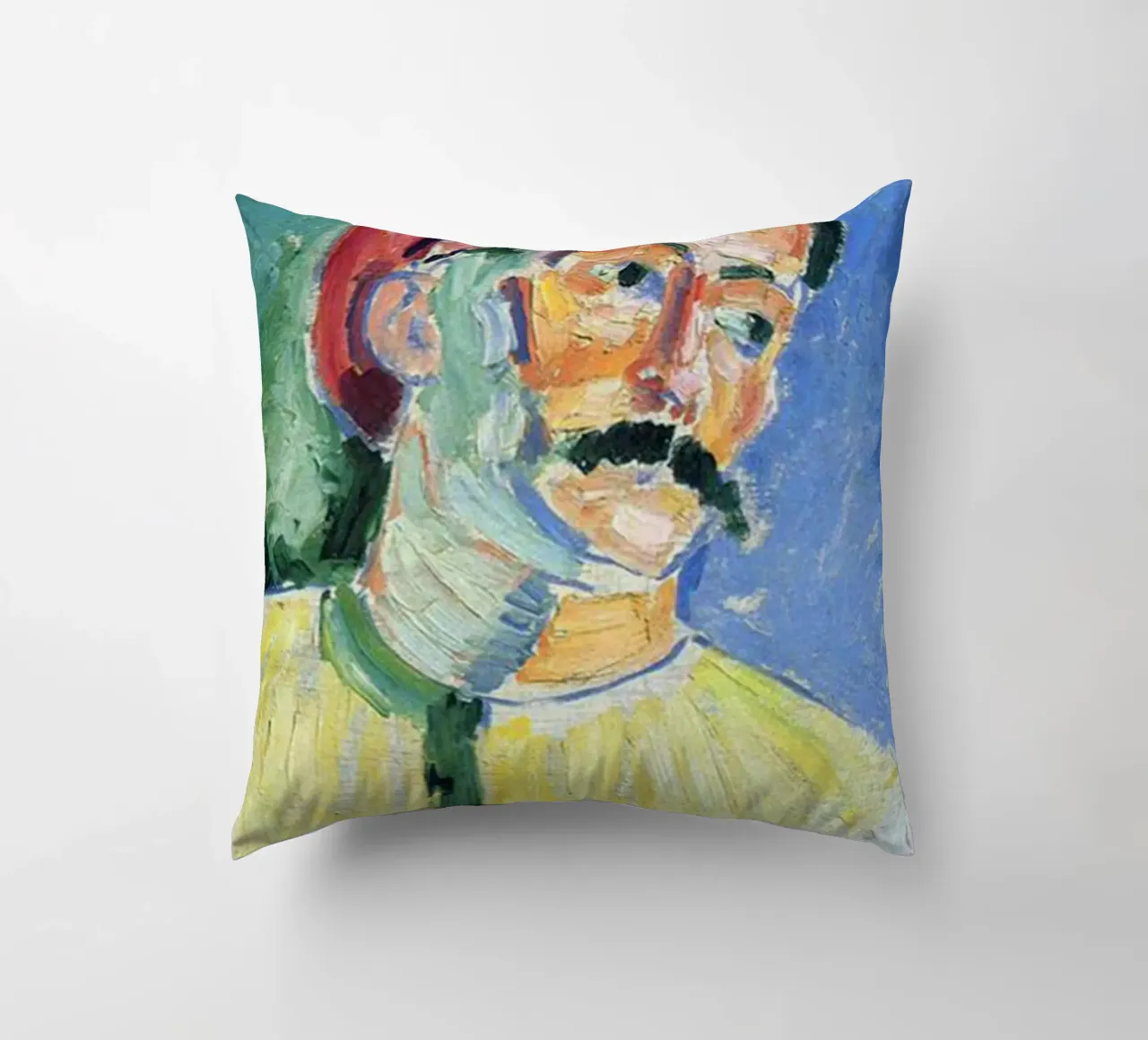 dipinto di un vecchio con i baffi cuscino da briyan shop