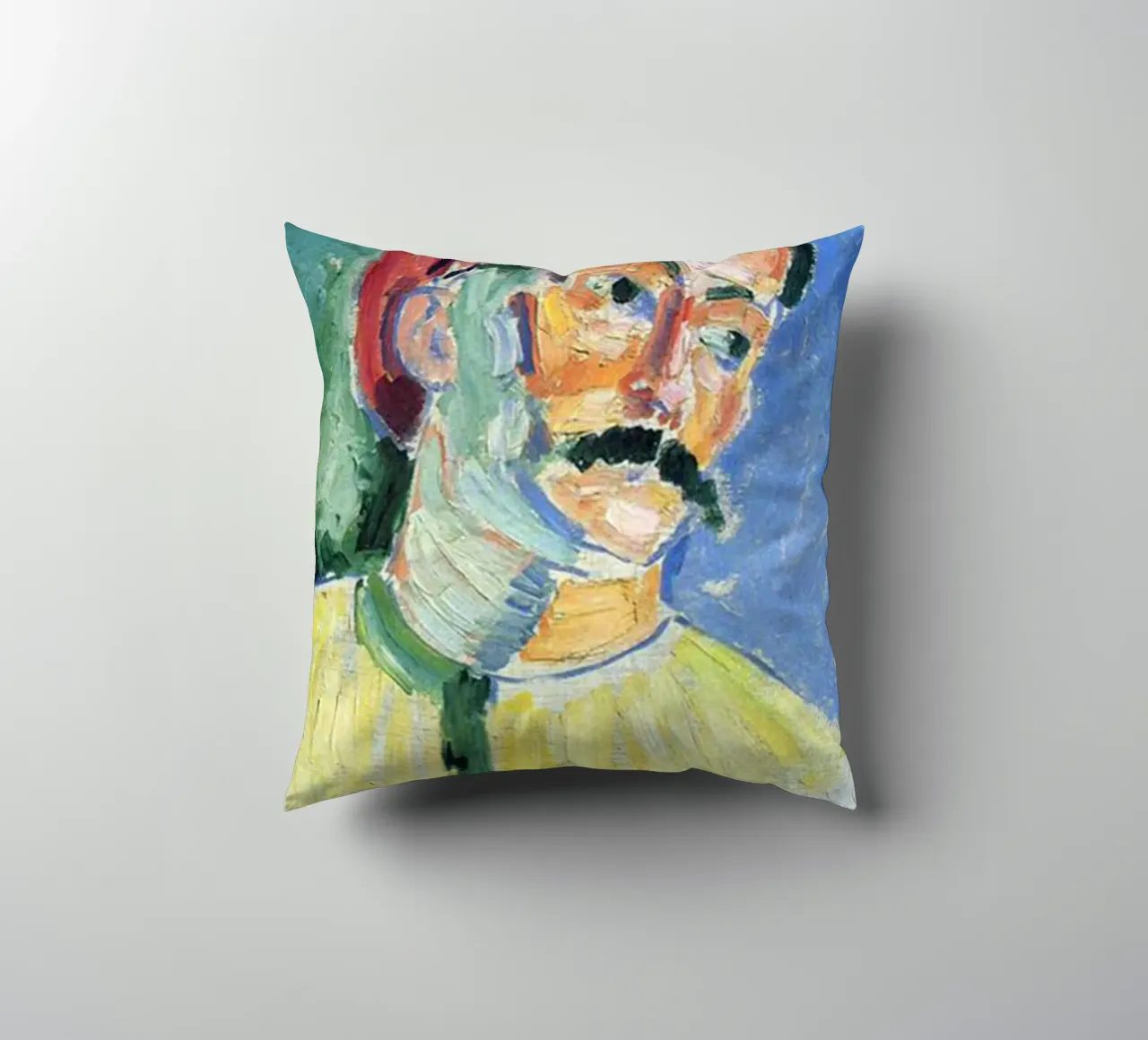 dipinto di un vecchio con i baffi cuscino da briyan shop