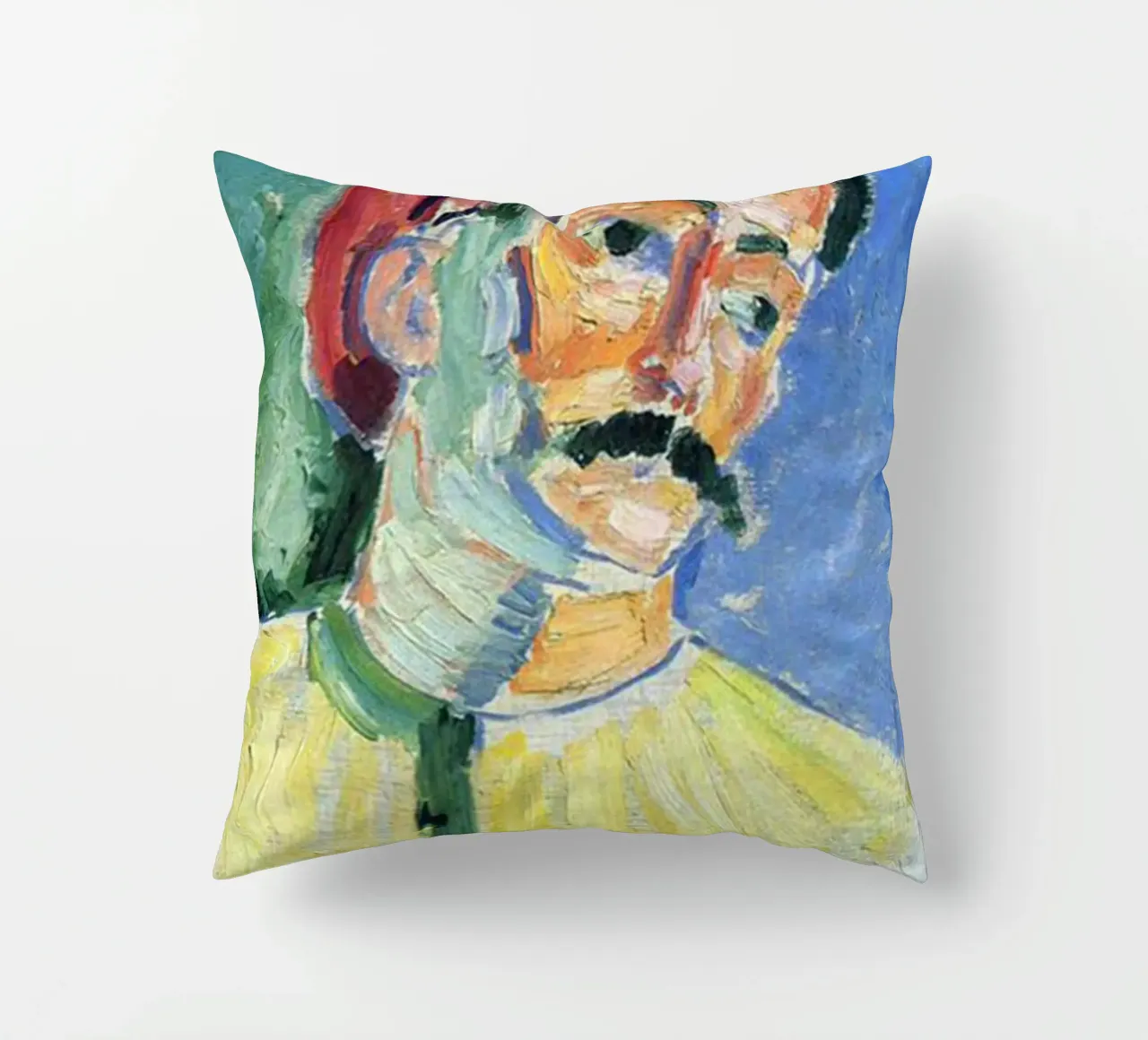 dipinto di un vecchio con i baffi cuscino da briyan shop