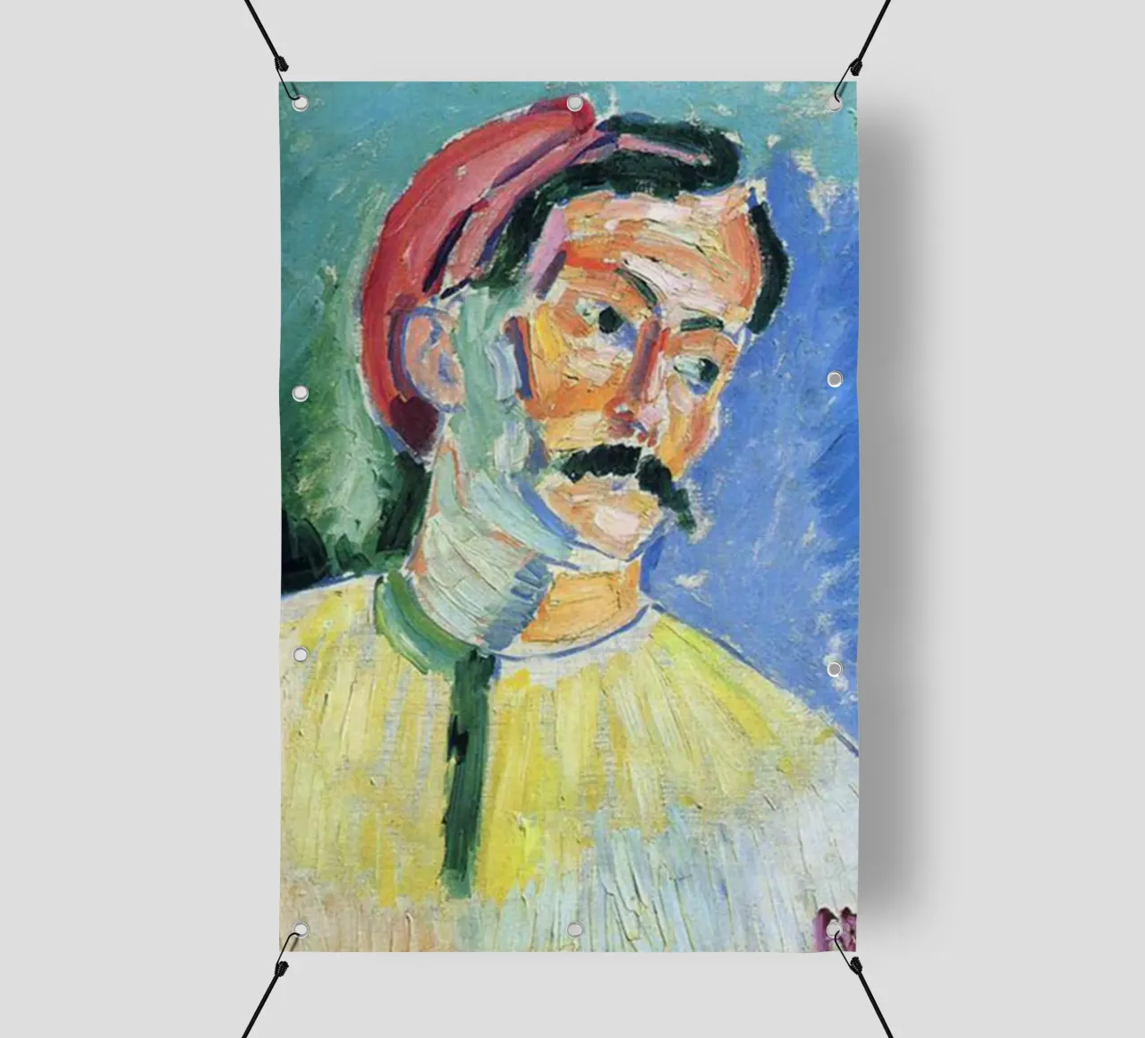 dipinto di un vecchio con i baffi telo in pvc da briyan shop