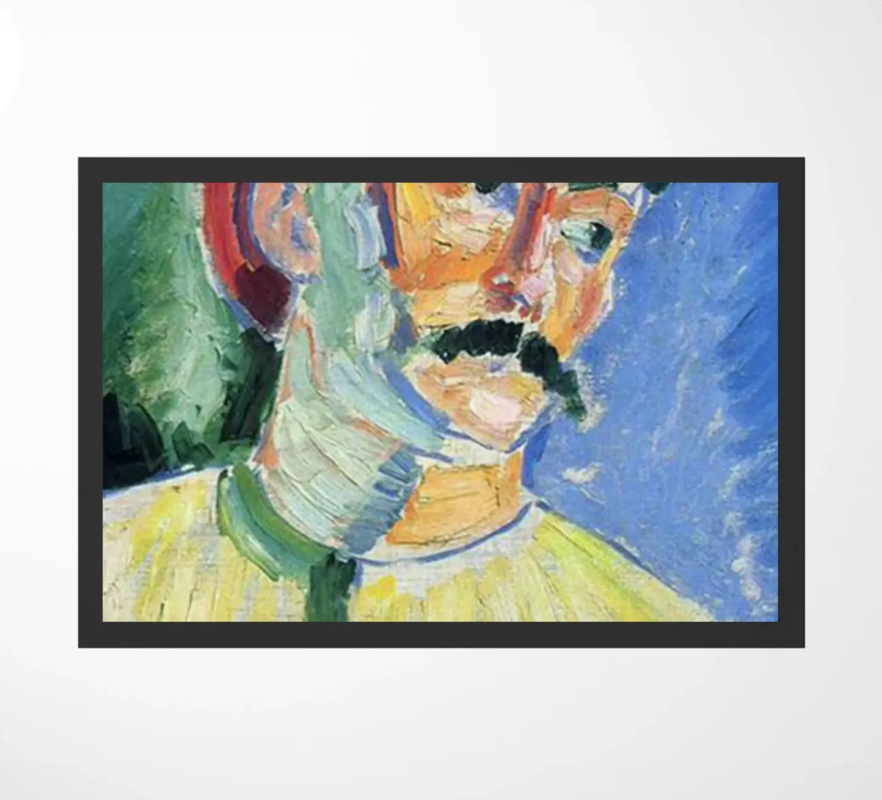 dipinto di un vecchio con i baffi zerbino da briyan shop