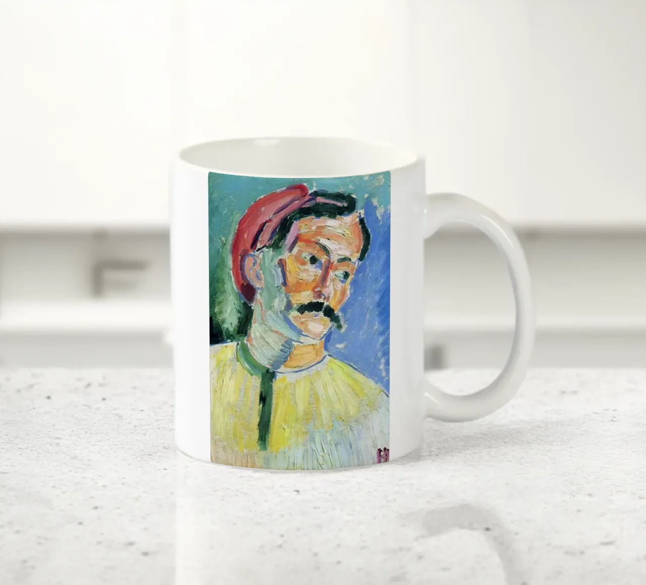 dipinto di un vecchio con i baffi tazza in ceramica da briyan shop