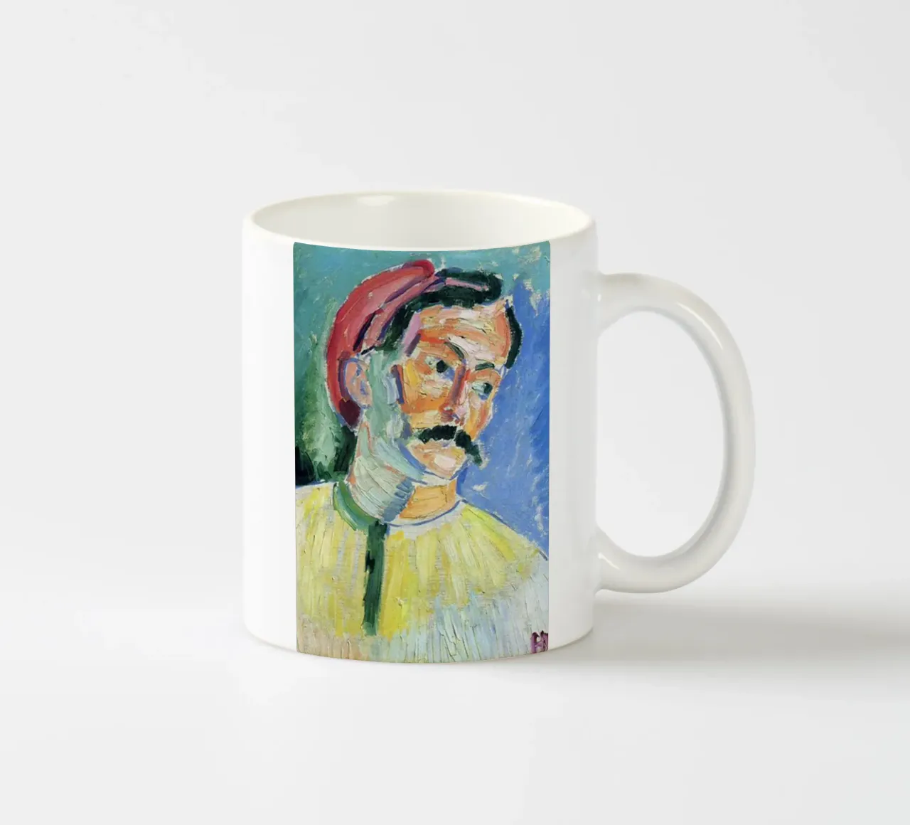 dipinto di un vecchio con i baffi tazza in ceramica da briyan shop