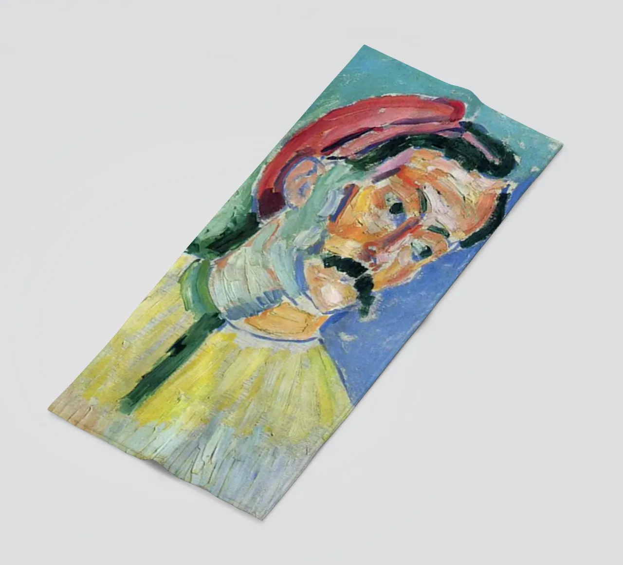 dipinto di un vecchio con i baffi telo mare da briyan shop