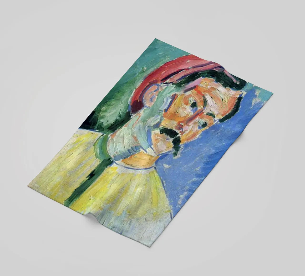 dipinto di un vecchio con i baffi telo mare da briyan shop