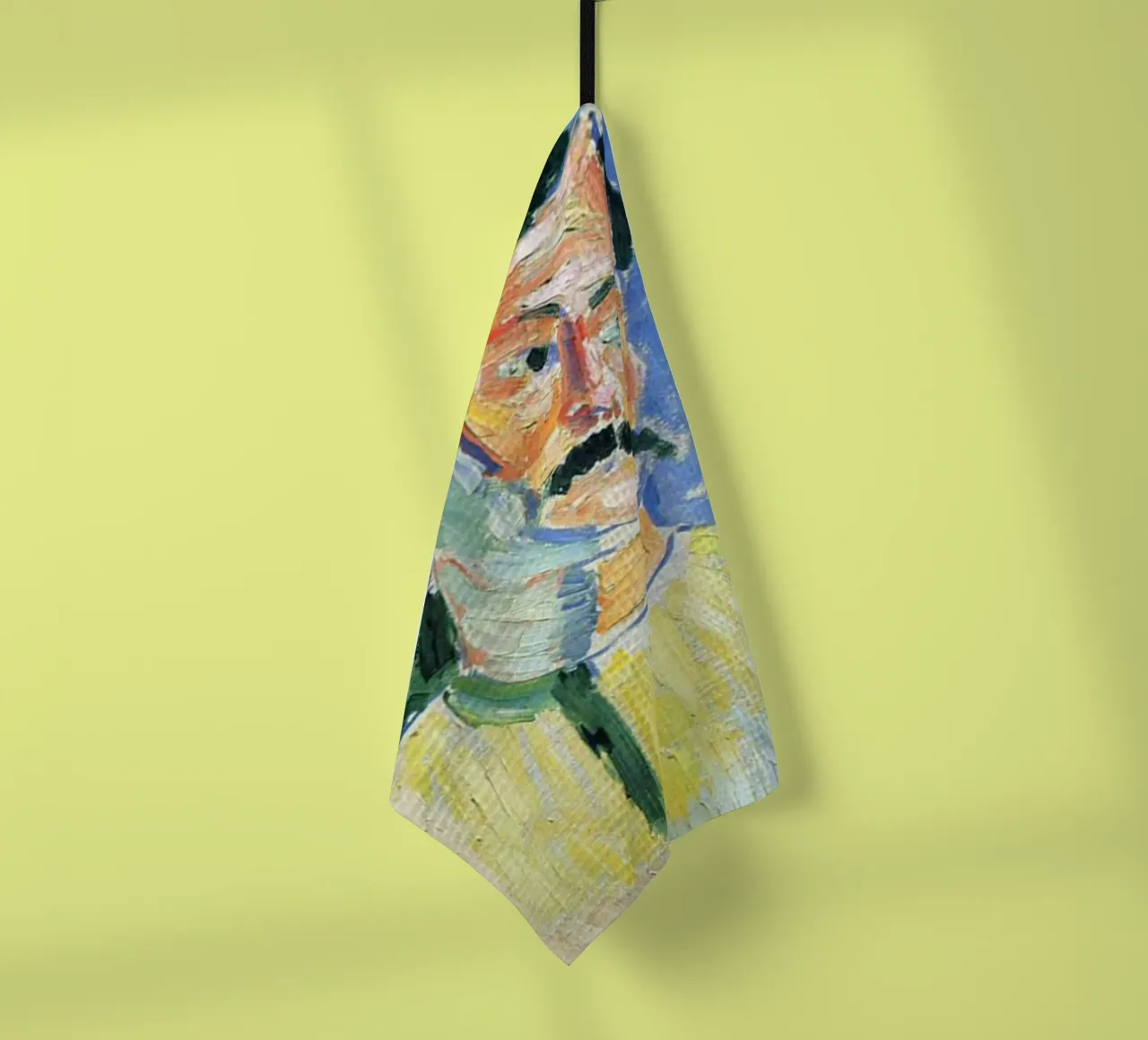 dipinto di un vecchio con i baffi canovaccio da cucina da briyan shop