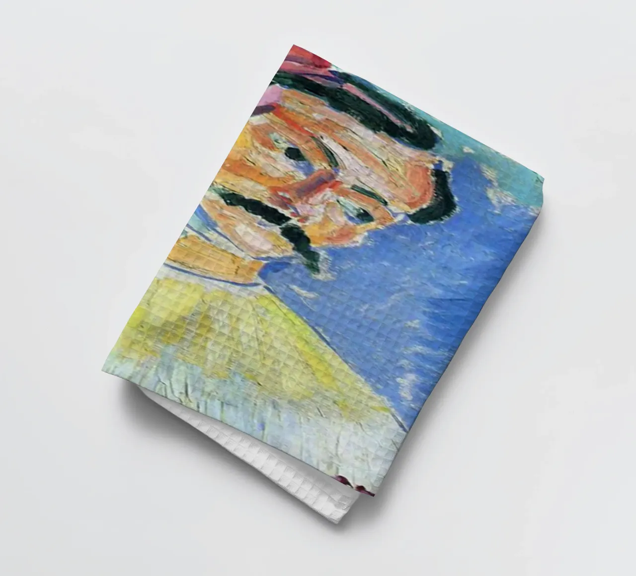 dipinto di un vecchio con i baffi canovaccio da cucina da briyan shop