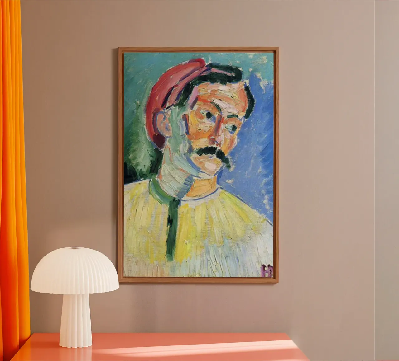 dipinto di un vecchio con i baffi alluminio dibond da briyan shop