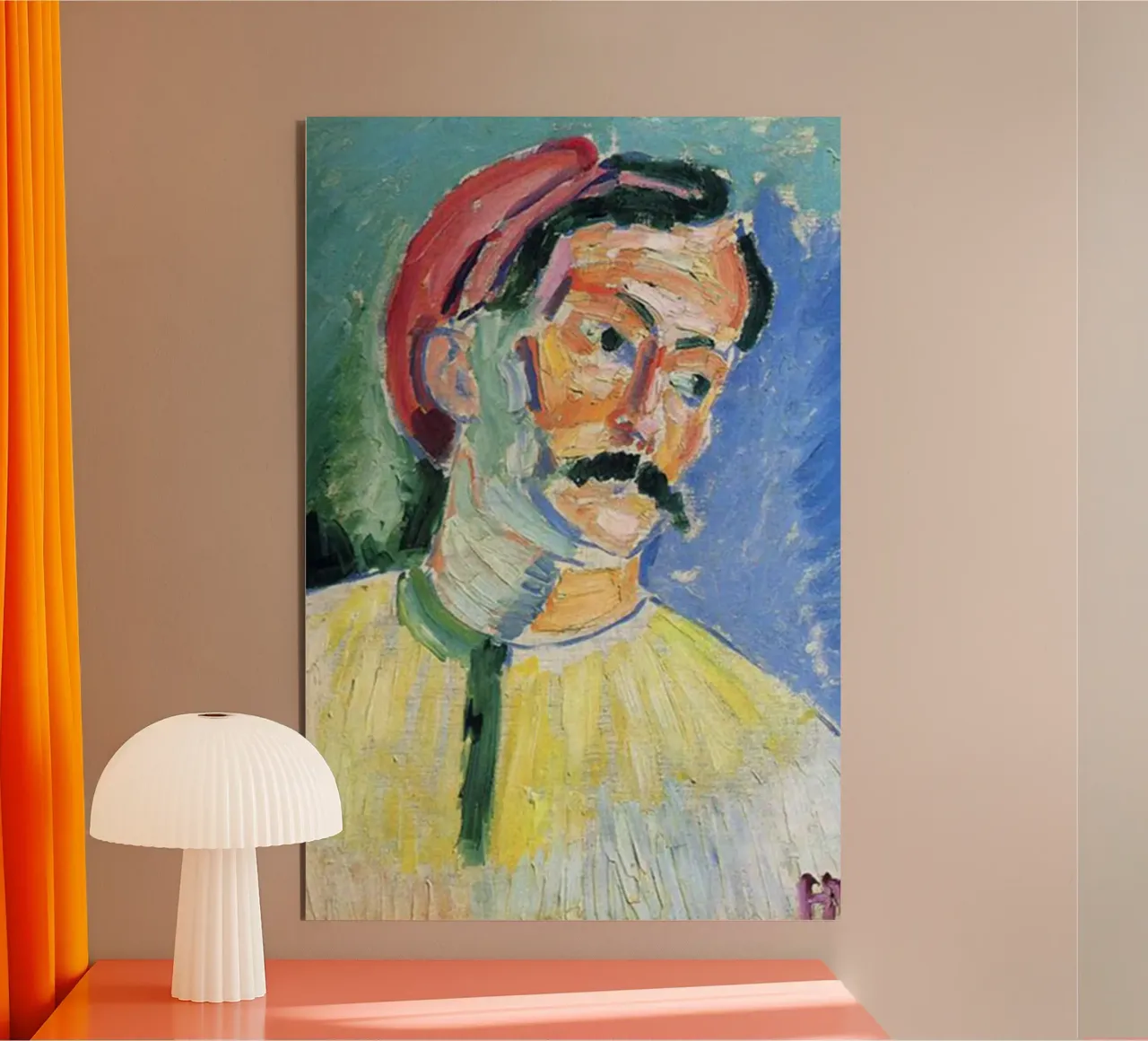 dipinto di un vecchio con i baffi alluminio dibond da briyan shop