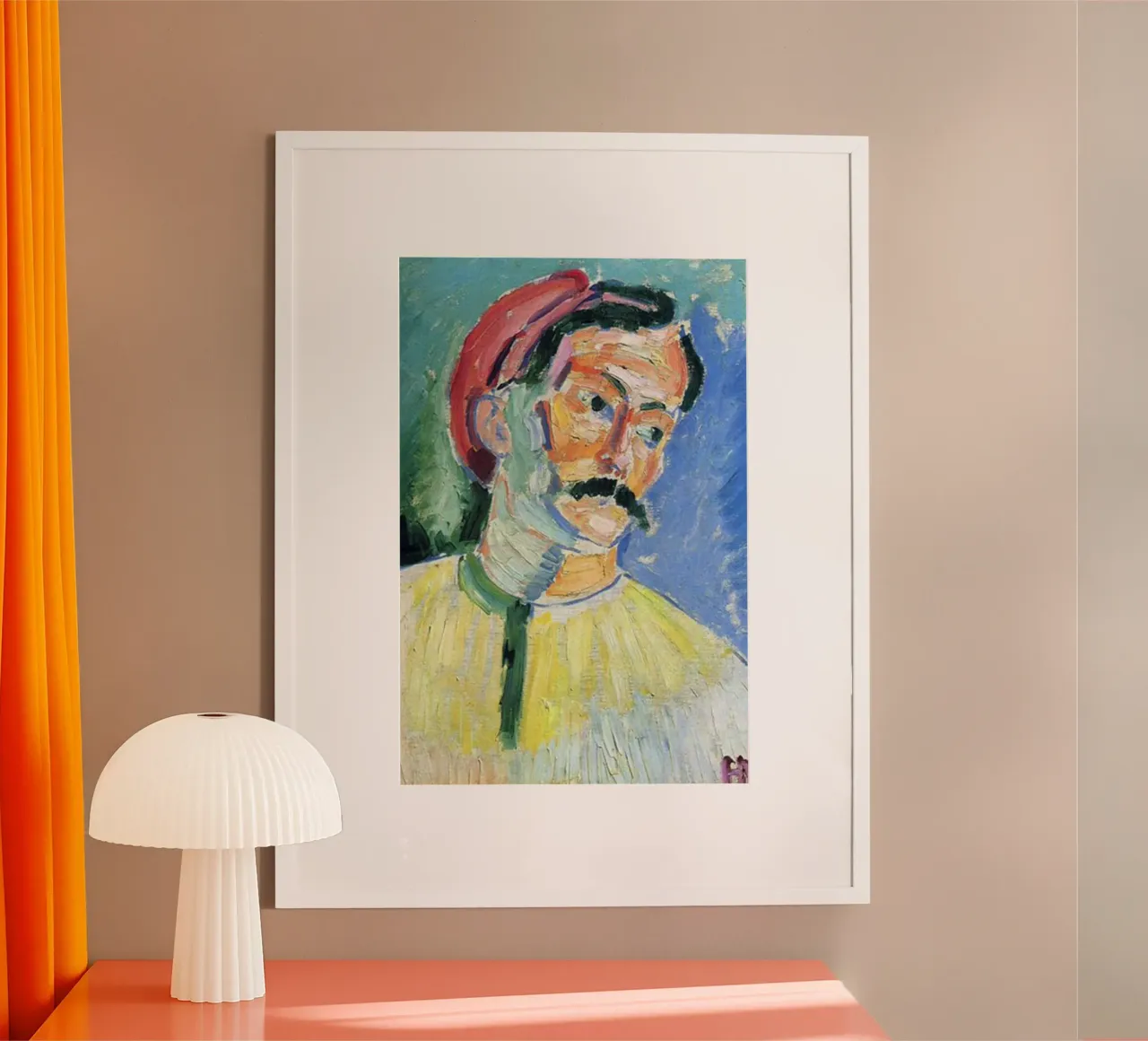 dipinto di un vecchio con i baffi poster da briyan shop