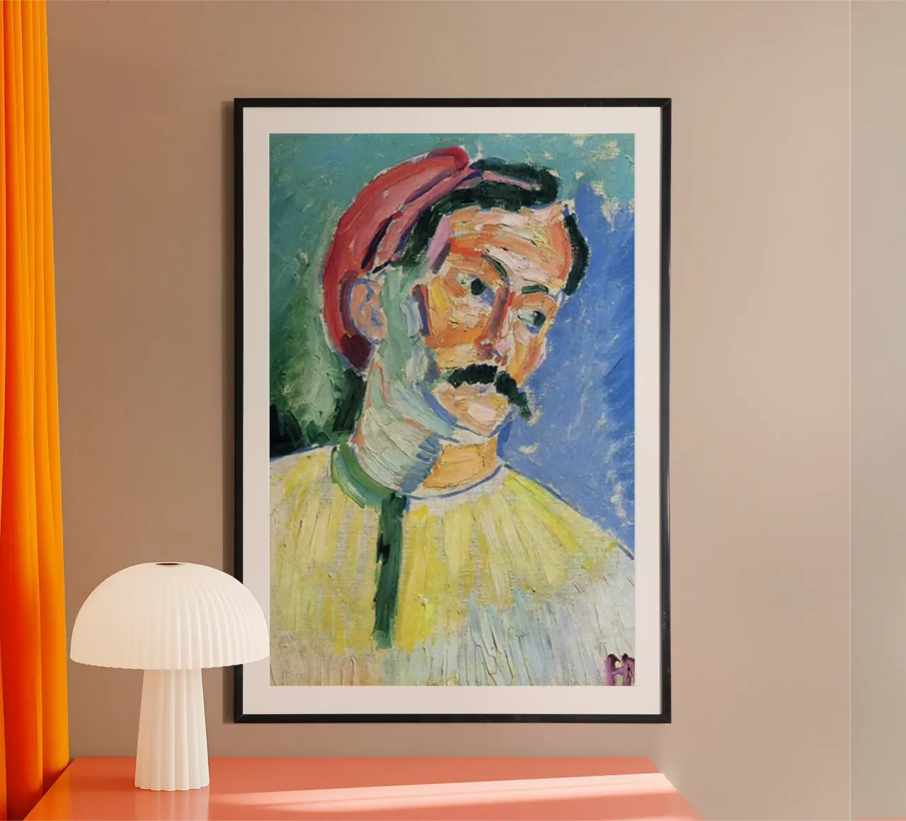 dipinto di un vecchio con i baffi poster da briyan shop