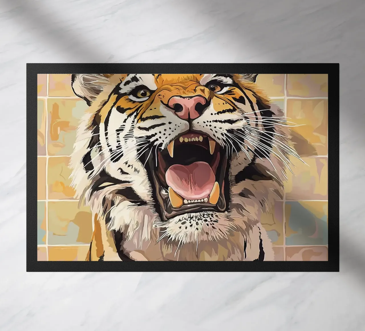 Tigre con carta igienica in testa zerbino da Sabine Klein
