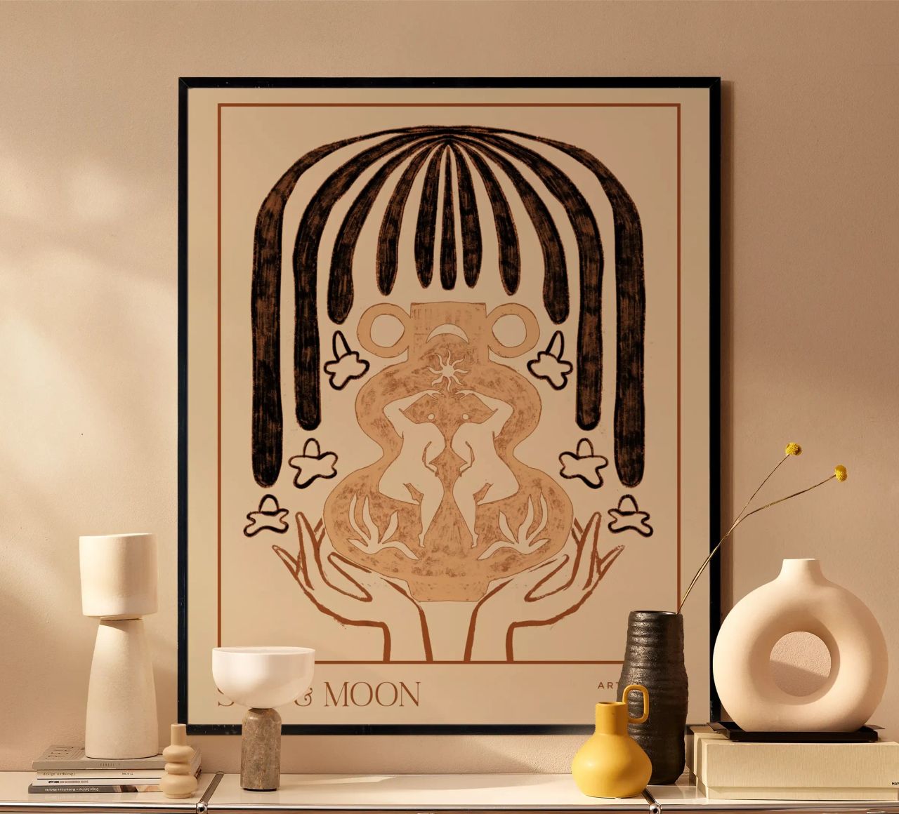 Vessel Collection, Sun and Moon Line Art poster by Arty Guava