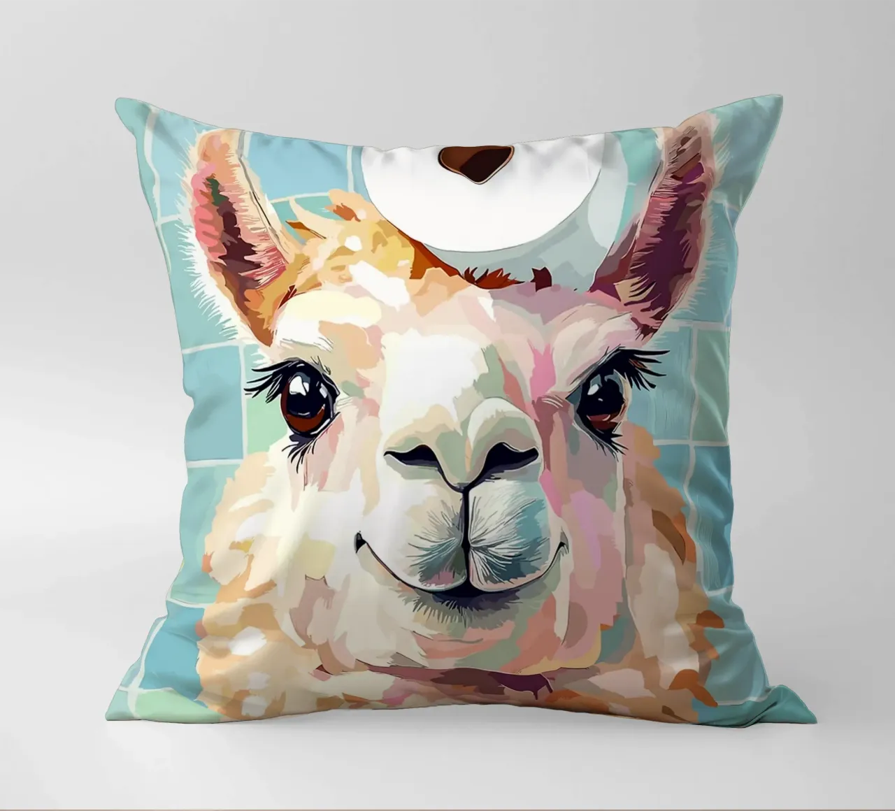 Lama con carta igienica in testa cuscino da Sabine Klein
