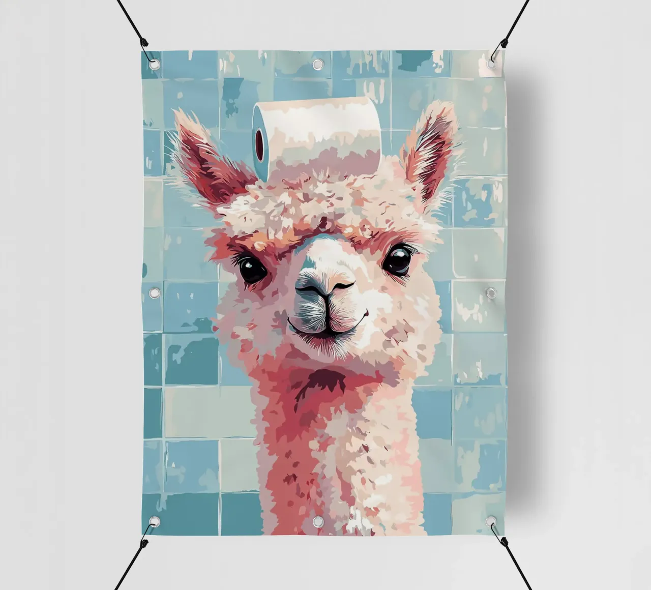 Lama con carta igienica in testa telo in pvc da Sabine Klein