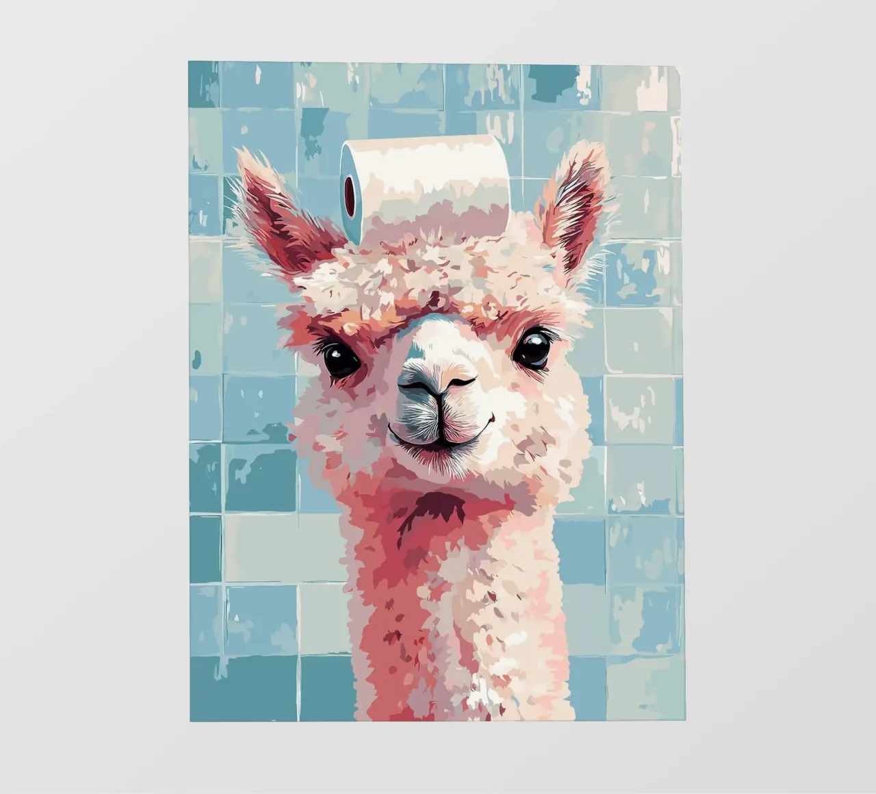 Lama con carta igienica in testa telo in pvc da Sabine Klein