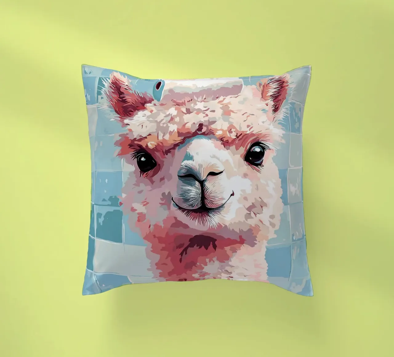 Lama con carta igienica in testa cuscino da Sabine Klein