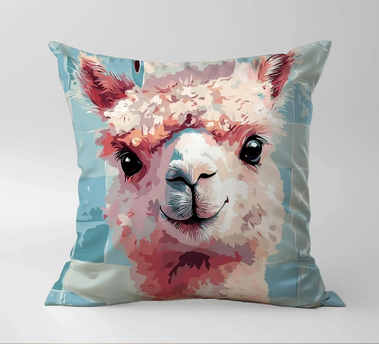 Lama con carta igienica in testa cuscino da Sabine Klein