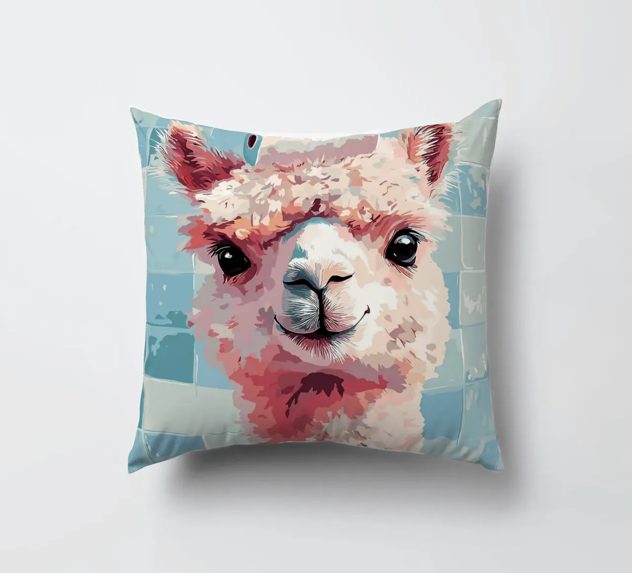 Lama con carta igienica in testa cuscino da Sabine Klein
