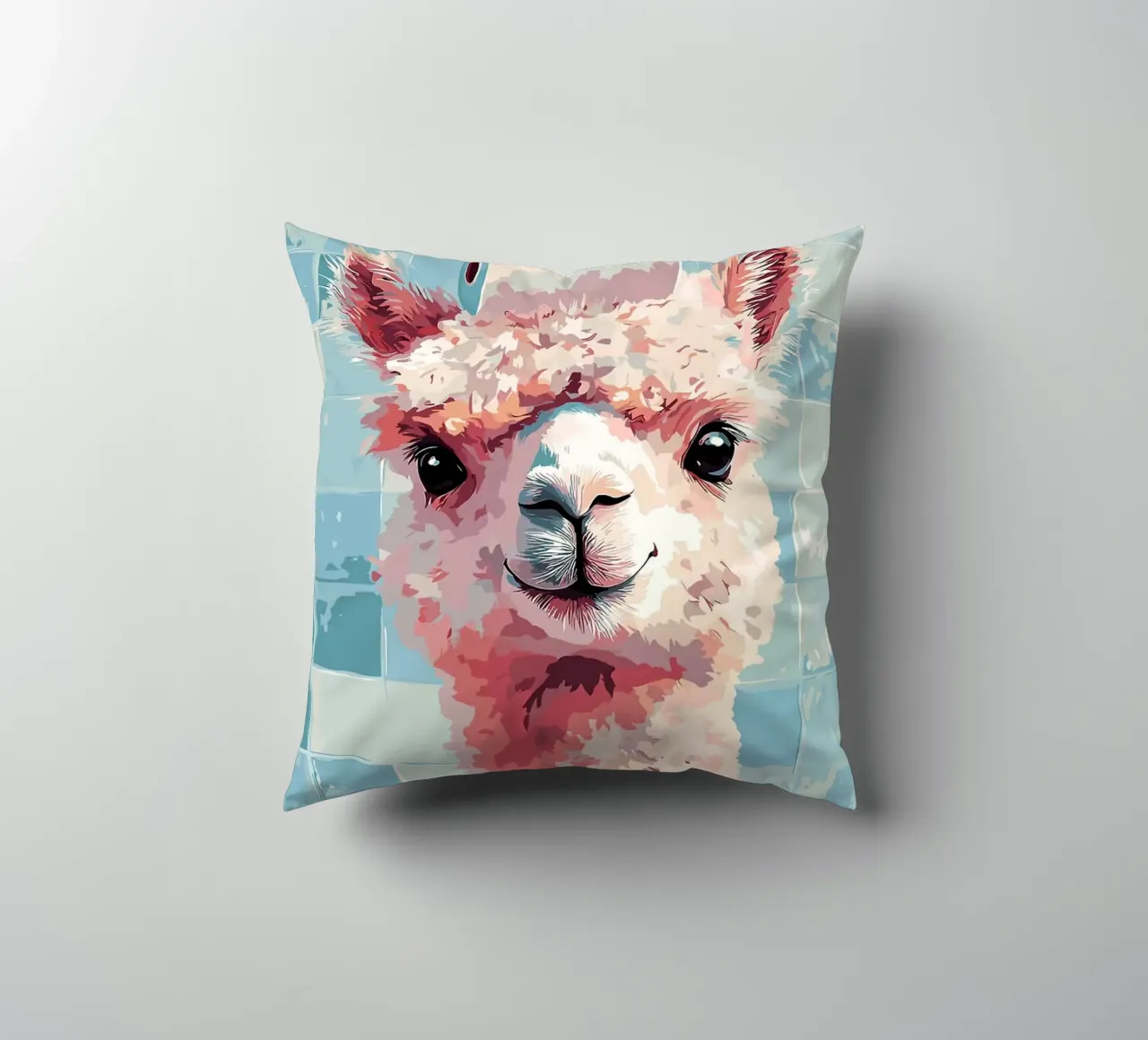 Lama con carta igienica in testa cuscino da Sabine Klein