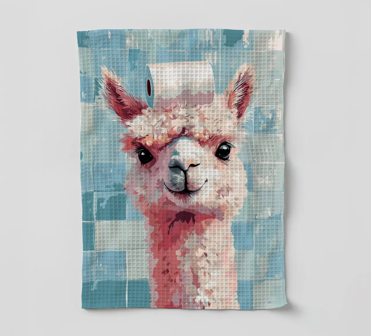 Lama avec papier toilette sur la tête torchon de Sabine Klein