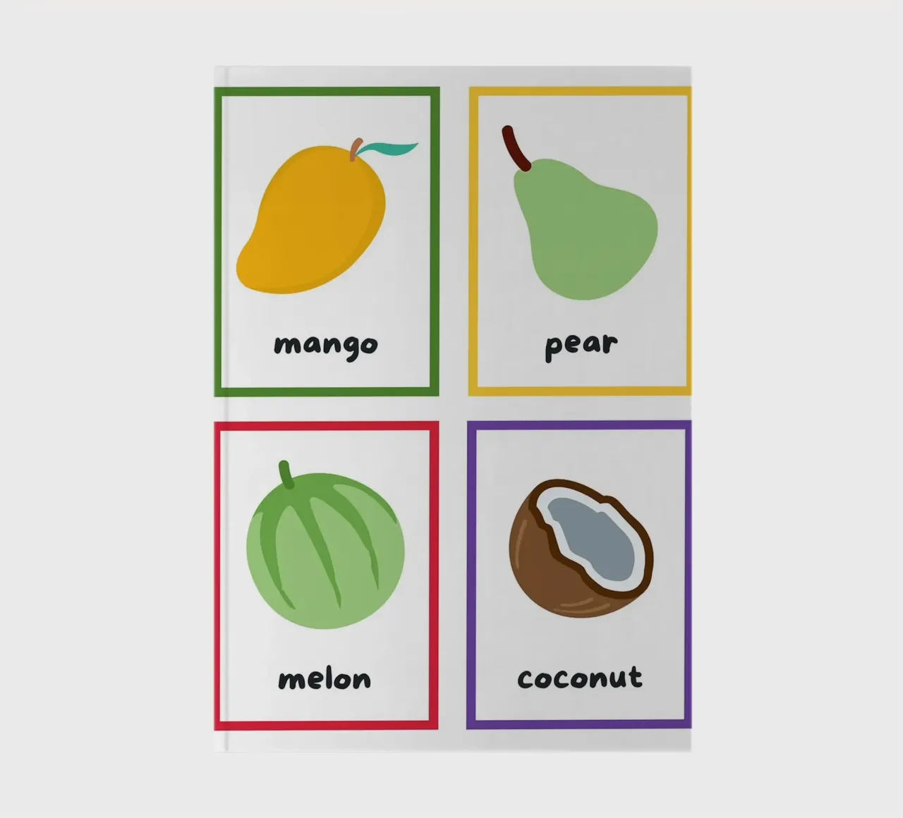 Fruit Flashcards_ Mango, Pear, Melon, Coconut notebook by Sabine Klein