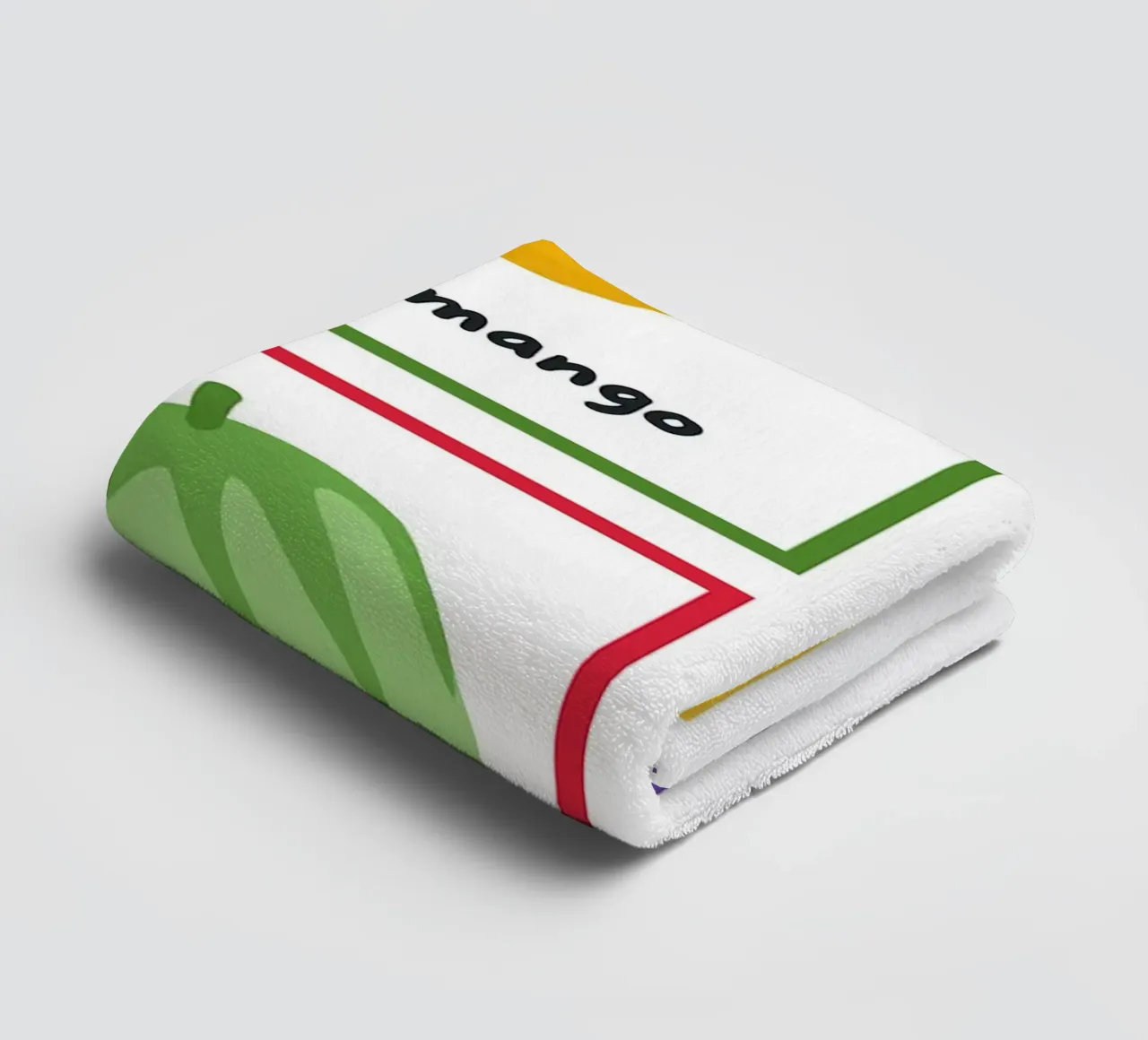 Flashcards sulla frutta_ Mango, pera, melone, noce di cocco asciugamano da bagno da Sabine Klein