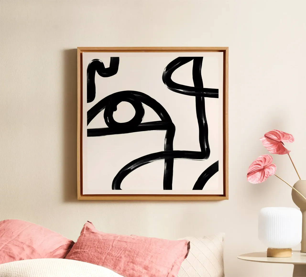 Abstracte lijnkunst Oog 3 canvas van ThingDesign