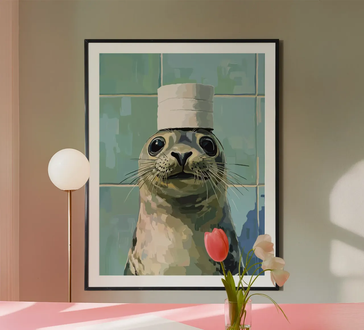 Sigillo con cappello di carta igienica poster da Sabine Klein