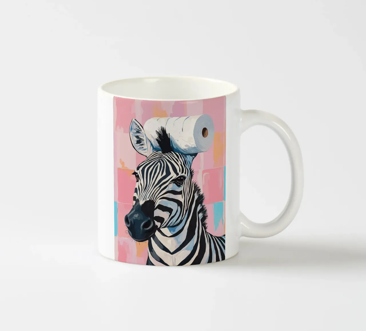 Zebra met wc-hoed keramische mok van Sabine Klein