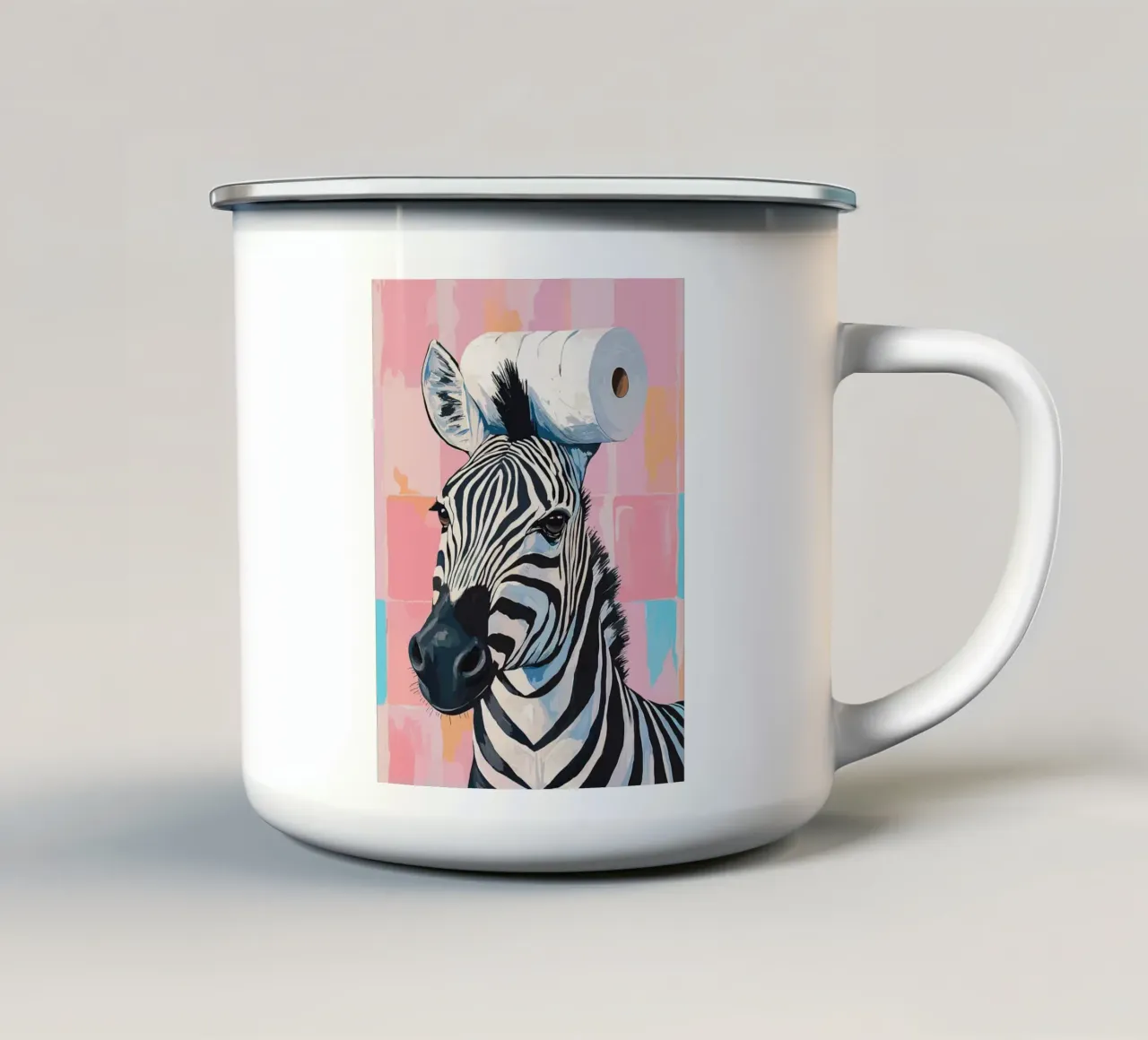 Zebra con cappello di carta igienica tazza in smalto da Sabine Klein