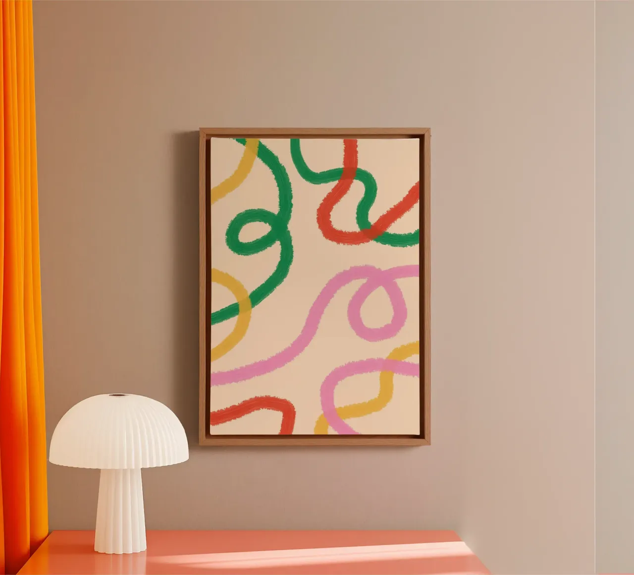 Line Colorful Abstract canvas with Floater frame by galihstudio