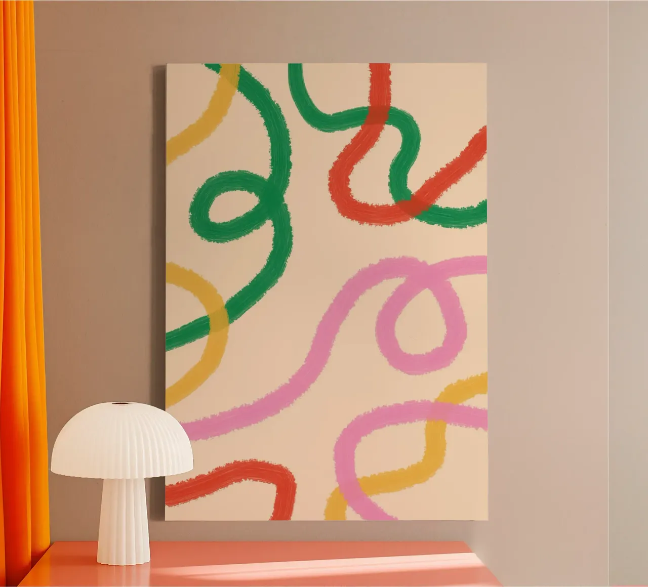 Line Colorful Abstract canvas with Floater frame by galihstudio