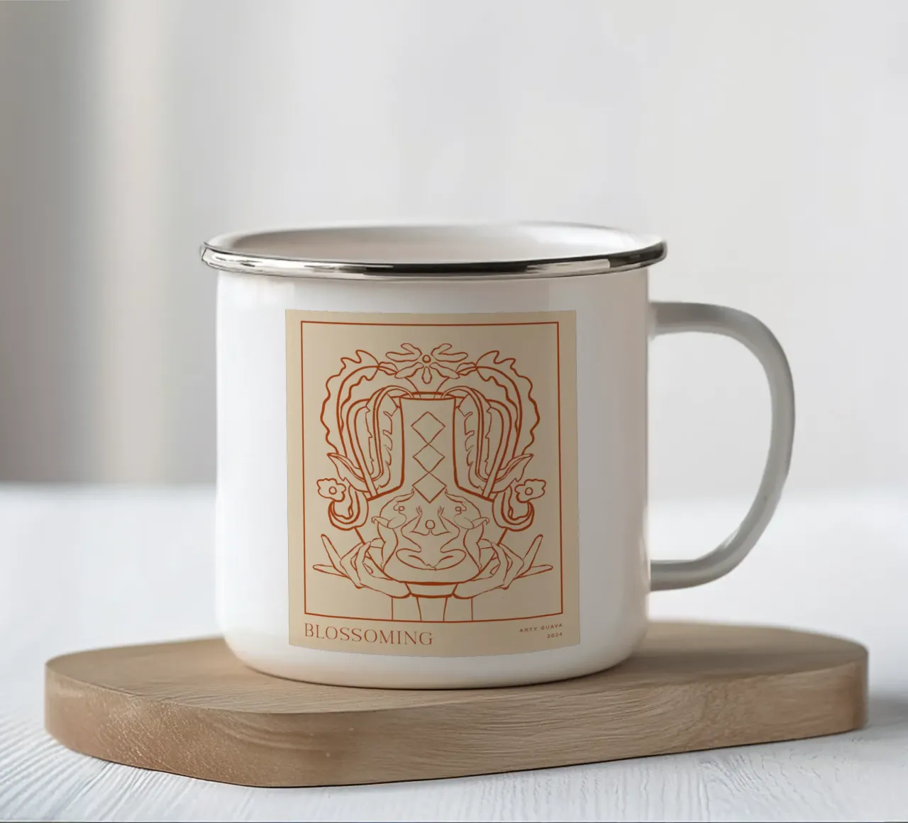 Vessel Collection, Blossoming Line Art tazza in smalto da Arty Guava