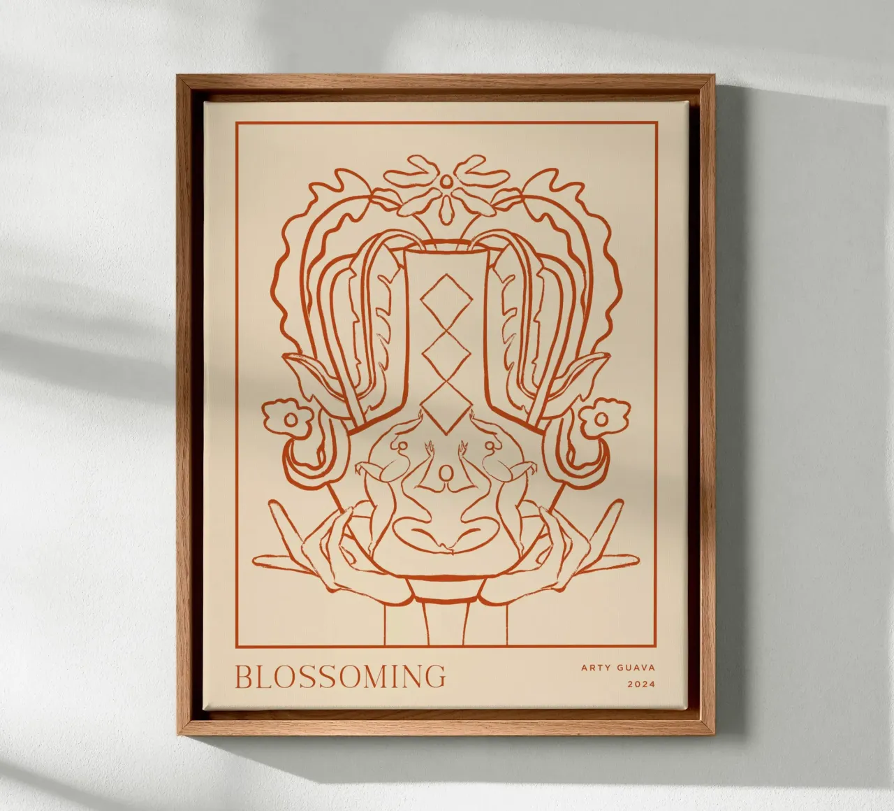 Vessel Collection, Blossoming Line Art tela con Cornice a cassetta da Arty Guava
