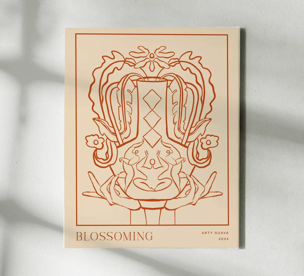 Vessel Collection, Blossoming Line Art tela con Cornice a cassetta da Arty Guava