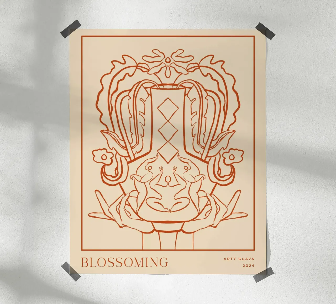 Vessel Collection, Blossoming Line Art poster da Arty Guava