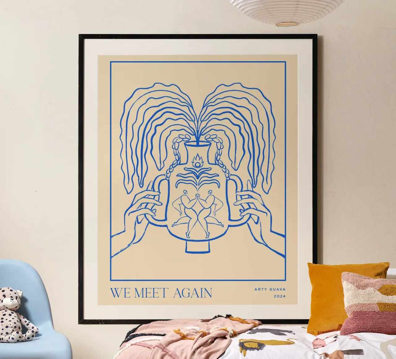 Vessel Collection, We Meet Again Line Art poster con telaio in legno da Arty Guava